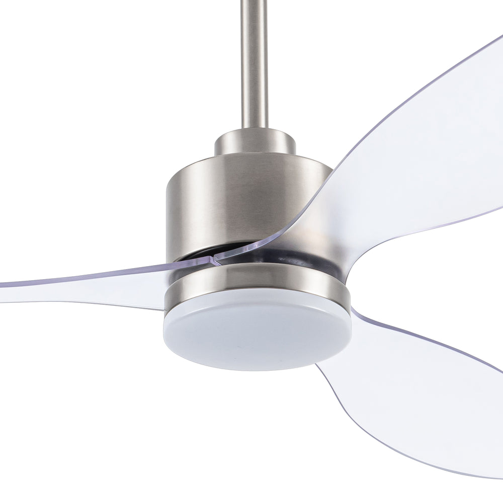 52-Inch Modern Ceiling Fan with Light, 3 ABS Blades, 18W LED with 3 Color Temperatures, Remote Control with 6 Speeds, Reverse Function, Timer, Quiet DC Motor, Includes 5" & 10" Downrods, Ideal for Dining, Bedroom, and Living Room
