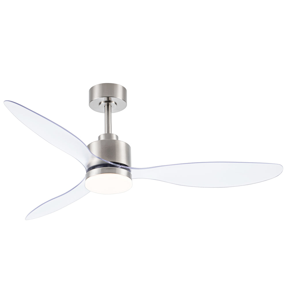 52-Inch Modern Ceiling Fan with Light, 3 ABS Blades, 18W LED with 3 Color Temperatures, Remote Control with 6 Speeds, Reverse Function, Timer, Quiet DC Motor, Includes 5" & 10" Downrods, Ideal for Dining, Bedroom, and Living Room