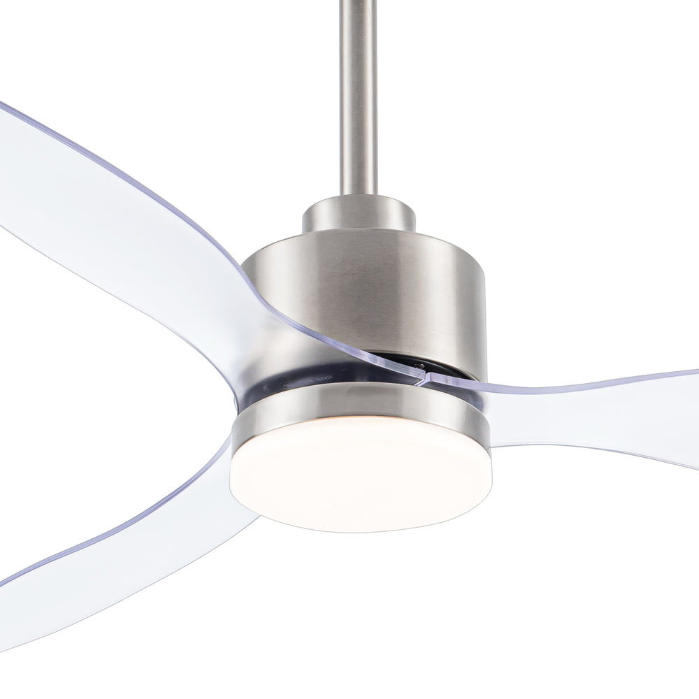 52-Inch Modern Ceiling Fan with Light, 3 ABS Blades, 18W LED with 3 Color Temperatures, Remote Control with 6 Speeds, Reverse Function, Timer, Quiet DC Motor, Includes 5" & 10" Downrods, Ideal for Dining, Bedroom, and Living Room