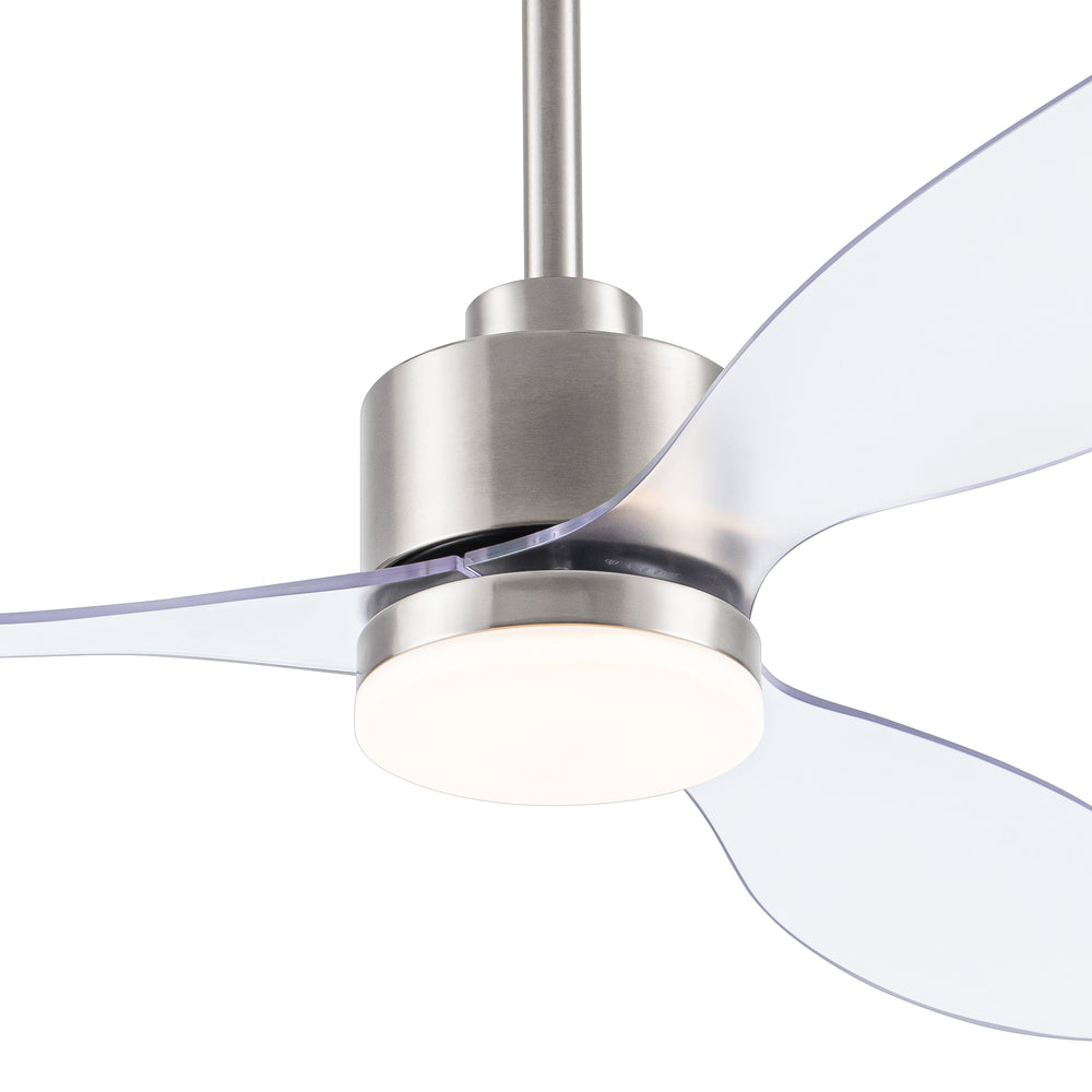 52-Inch Modern Ceiling Fan with Light, 3 ABS Blades, 18W LED with 3 Color Temperatures, Remote Control with 6 Speeds, Reverse Function, Timer, Quiet DC Motor, Includes 5" & 10" Downrods, Ideal for Dining, Bedroom, and Living Room