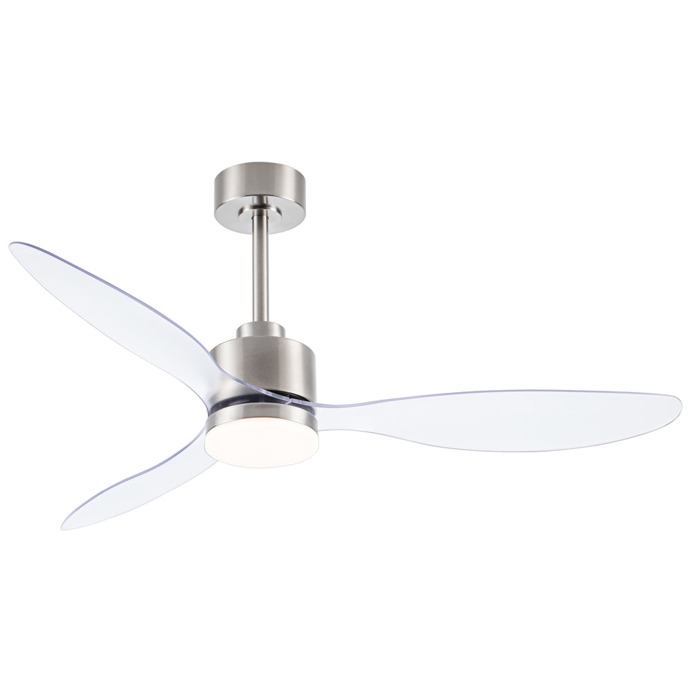 52-Inch Modern Ceiling Fan with Light, 3 ABS Blades, 18W LED with 3 Color Temperatures, Remote Control with 6 Speeds, Reverse Function, Timer, Quiet DC Motor, Includes 5" & 10" Downrods, Ideal for Dining, Bedroom, and Living Room