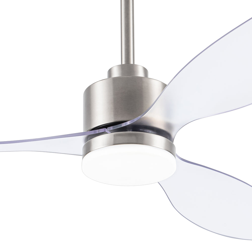 52-Inch Modern Ceiling Fan with Light, 3 ABS Blades, 18W LED with 3 Color Temperatures, Remote Control with 6 Speeds, Reverse Function, Timer, Quiet DC Motor, Includes 5" & 10" Downrods, Ideal for Dining, Bedroom, and Living Room