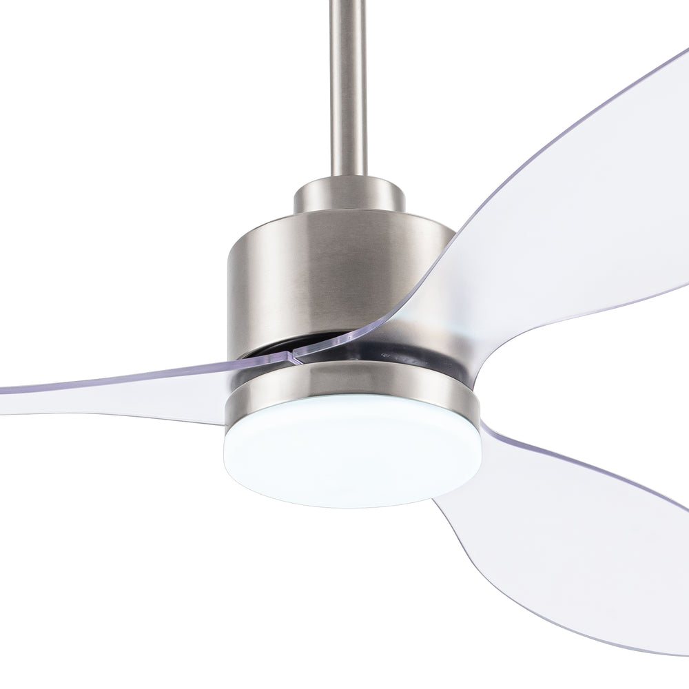 52-Inch Modern Ceiling Fan with Light, 3 ABS Blades, 18W LED with 3 Color Temperatures, Remote Control with 6 Speeds, Reverse Function, Timer, Quiet DC Motor, Includes 5" & 10" Downrods, Ideal for Dining, Bedroom, and Living Room