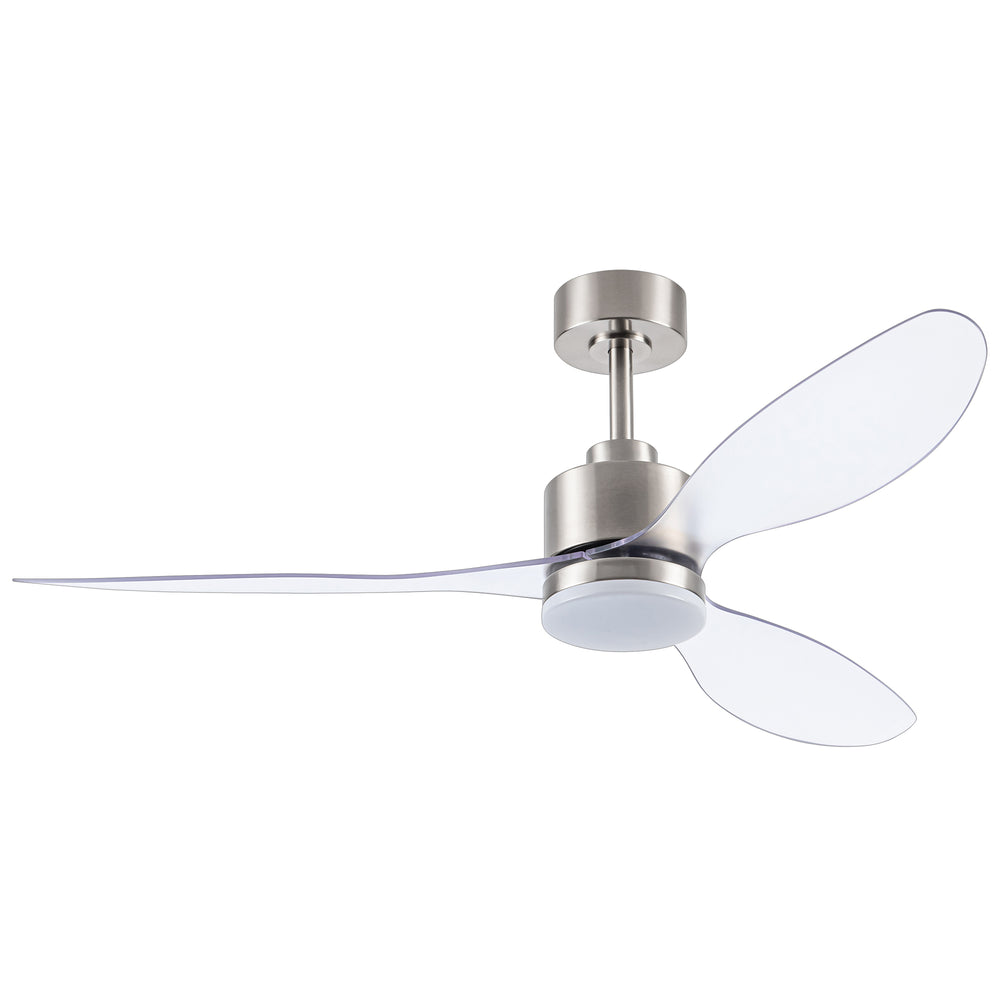 52-Inch Modern Ceiling Fan with Light, 3 ABS Blades, 18W LED with 3 Color Temperatures, Remote Control with 6 Speeds, Reverse Function, Timer, Quiet DC Motor, Includes 5" & 10" Downrods, Ideal for Dining, Bedroom, and Living Room
