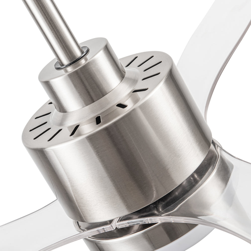 52-Inch Modern Ceiling Fan with Light, 3 ABS Blades, 18W LED with 3 Color Temperatures, Remote Control with 6 Speeds, Reverse Function, Timer, Quiet DC Motor, Includes 5" & 10" Downrods, Ideal for Dining, Bedroom, and Living Room