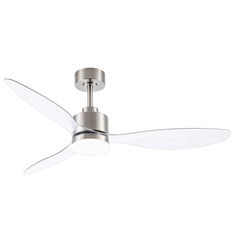 52-Inch Modern Ceiling Fan with Light, 3 ABS Blades, 18W LED with 3 Color Temperatures, Remote Control with 6 Speeds, Reverse Function, Timer, Quiet DC Motor, Includes 5" & 10" Downrods, Ideal for Dining, Bedroom, and Living Room