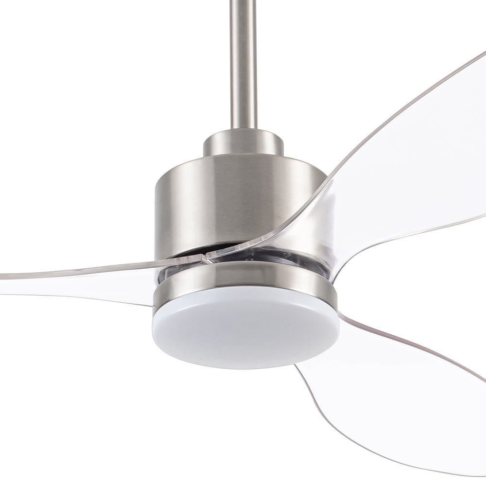 52-Inch Modern Ceiling Fan with Light, 3 ABS Blades, 18W LED with 3 Color Temperatures, Remote Control with 6 Speeds, Reverse Function, Timer, Quiet DC Motor, Includes 5" & 10" Downrods, Ideal for Dining, Bedroom, and Living Room