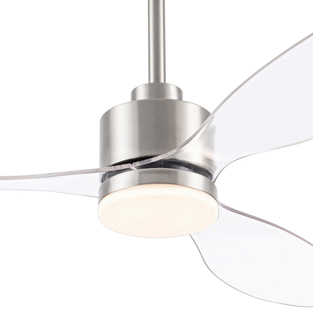 52-Inch Modern Ceiling Fan with Light, 3 ABS Blades, 18W LED with 3 Color Temperatures, Remote Control with 6 Speeds, Reverse Function, Timer, Quiet DC Motor, Includes 5" & 10" Downrods, Ideal for Dining, Bedroom, and Living Room