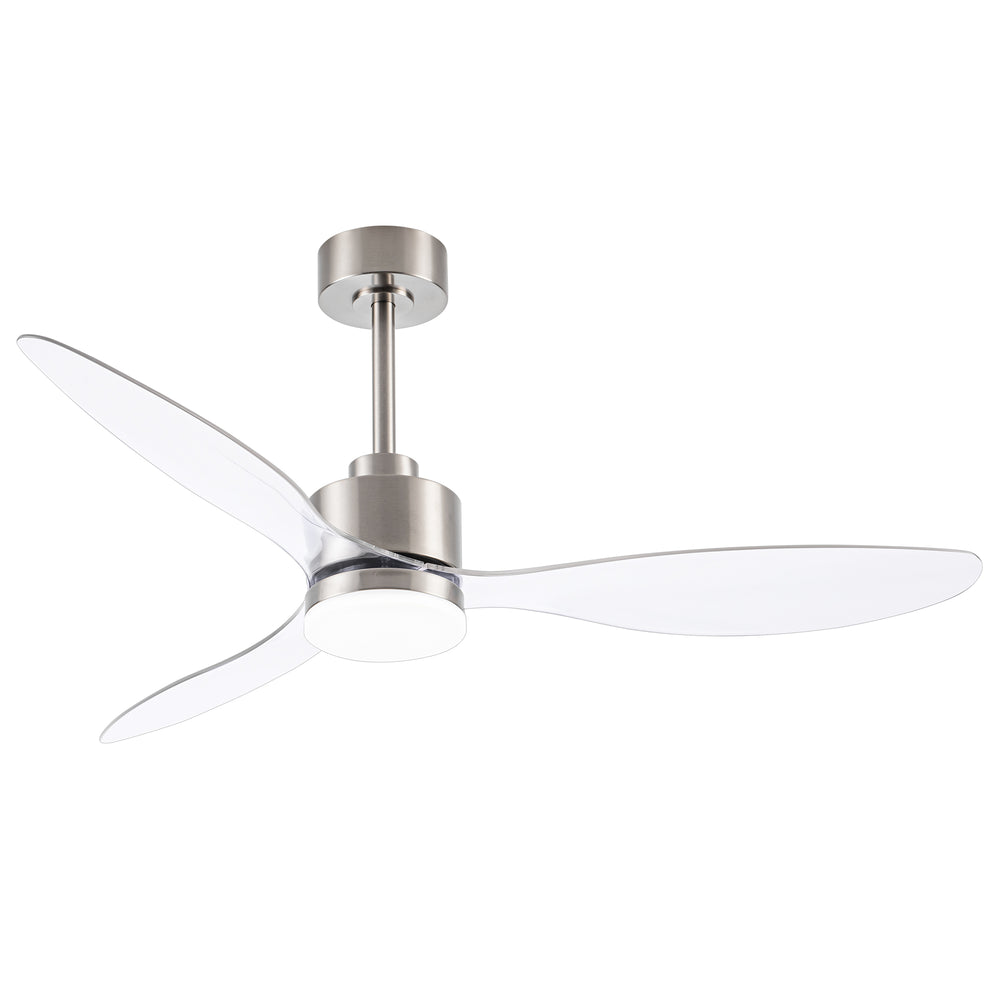 52-Inch Modern Ceiling Fan with Light, 3 ABS Blades, 18W LED with 3 Color Temperatures, Remote Control with 6 Speeds, Reverse Function, Timer, Quiet DC Motor, Includes 5" & 10" Downrods, Ideal for Dining, Bedroom, and Living Room