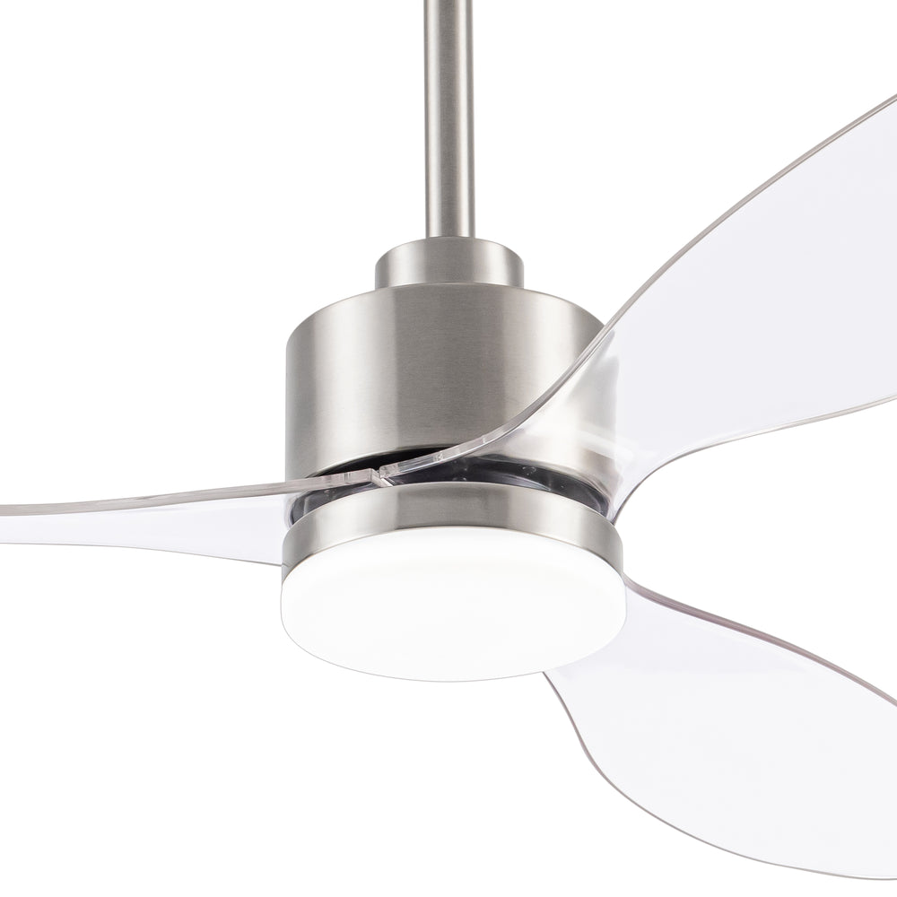 52-Inch Modern Ceiling Fan with Light, 3 ABS Blades, 18W LED with 3 Color Temperatures, Remote Control with 6 Speeds, Reverse Function, Timer, Quiet DC Motor, Includes 5" & 10" Downrods, Ideal for Dining, Bedroom, and Living Room