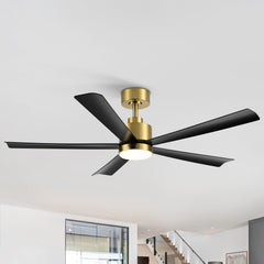 52 Inch  5-Blade LED Ceiling Fan with Light and Remote,5in Downrod Included