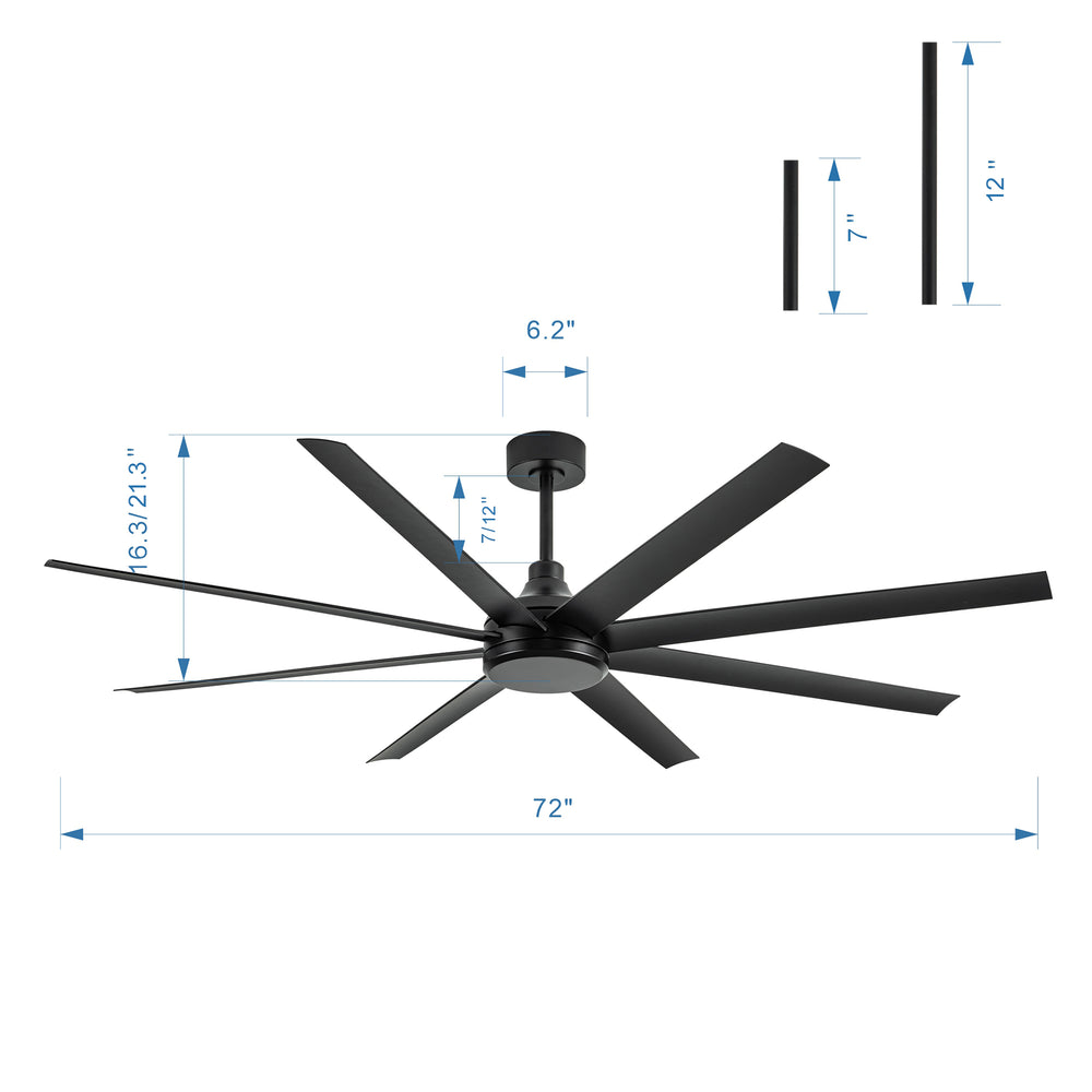 72 inch large ceiling fan installed in industrial warehouse gym