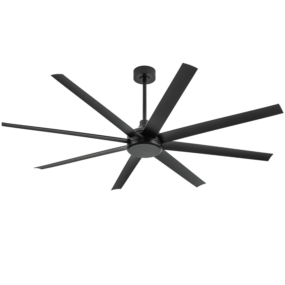 Breezary 72 Inch HVLS Industrial Ceiling Fan with Silent DC Motor, 8-Blade Large Ceiling Fan for Warehouse, Gym and Factory - Matte Black