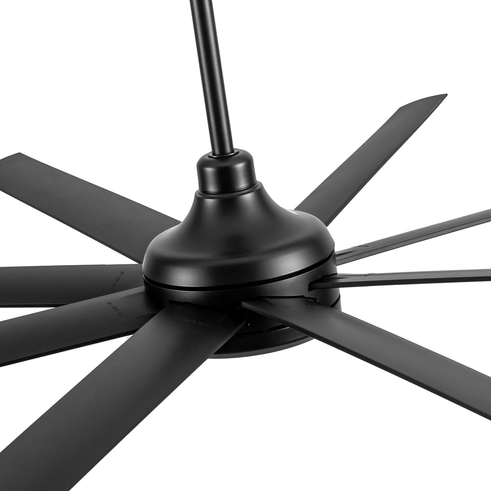 Breezary 72 Inch HVLS Industrial Ceiling Fan with Silent DC Motor, 8-Blade Large Ceiling Fan for Warehouse, Gym and Factory - Matte Black