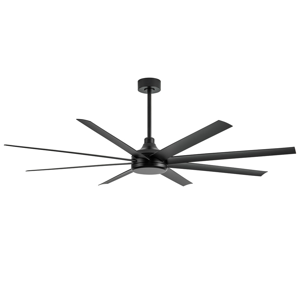 Breezary 72 Inch HVLS Industrial Ceiling Fan with Silent DC Motor, 8-Blade Large Ceiling Fan for Warehouse, Gym and Factory - Matte Black