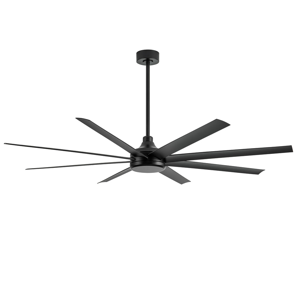 Breezary 72 Inch HVLS Industrial Ceiling Fan with Silent DC Motor, 8-Blade Large Ceiling Fan for Warehouse, Gym and Factory - Matte Black