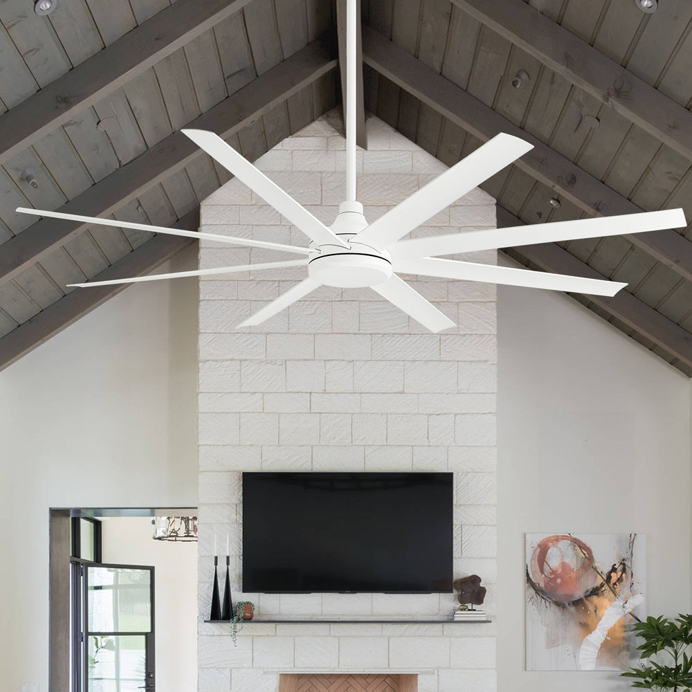 Breezary 72 Inch HVLS Industrial Ceiling Fan with Silent DC Motor, 8-Blade Large Ceiling Fan for Warehouse, Gym and Factory - Matte Black