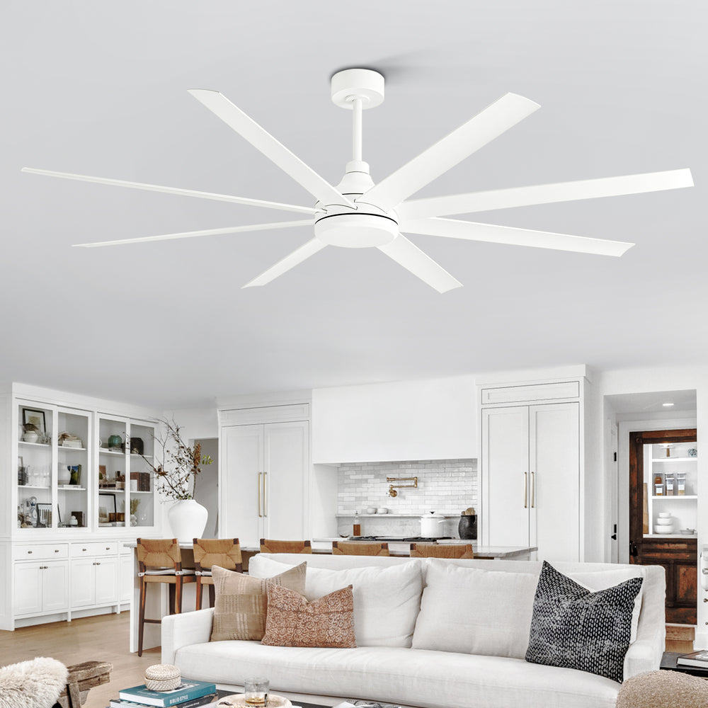 Breezary 72 Inch HVLS Industrial Ceiling Fan with Silent DC Motor, 8-Blade Large Ceiling Fan for Warehouse, Gym and Factory - Matte Black