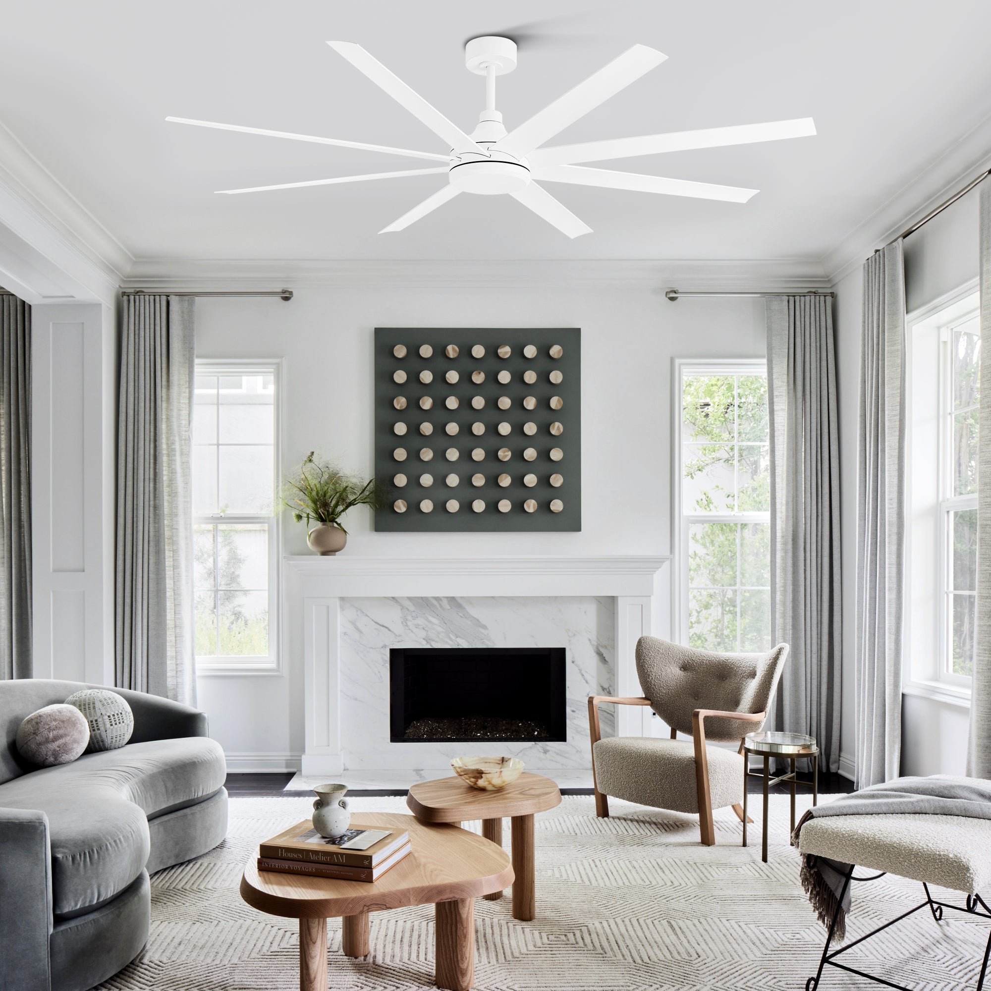 nnii グレー23 72-Inch Industrial Ceiling Fan, No Light with Remote, 8 ABS