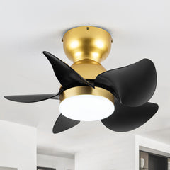 20 in. Integrated LED Indoor Black-Blade Gold Modern Chandelier Ceiling Fans with Light and Remote Control 3 Color Temperatures 6 Speeds Propeller Blades Reversible DC Motor Small Ceilin Fans for Small Rooms