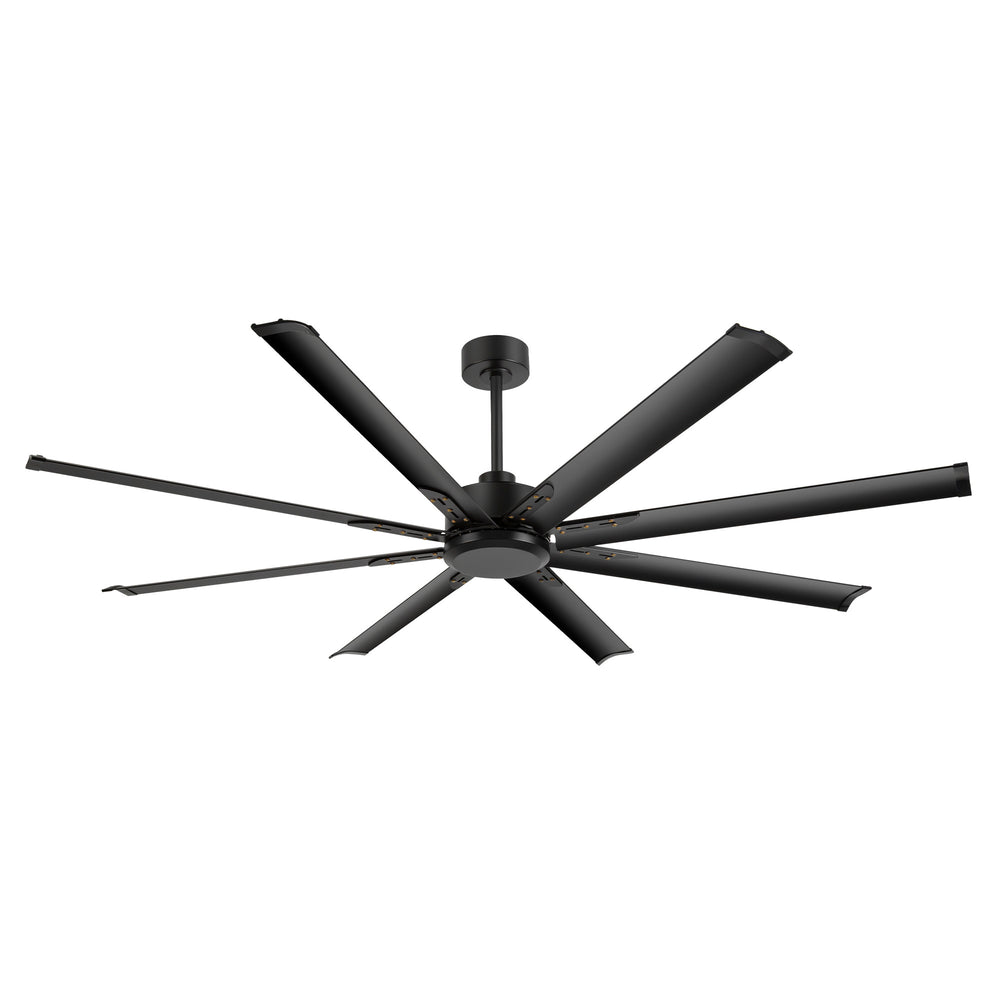 Breezary 72" 8-Blade Aluminum Industrial Ceiling Fan - Matte Black (No Light)
