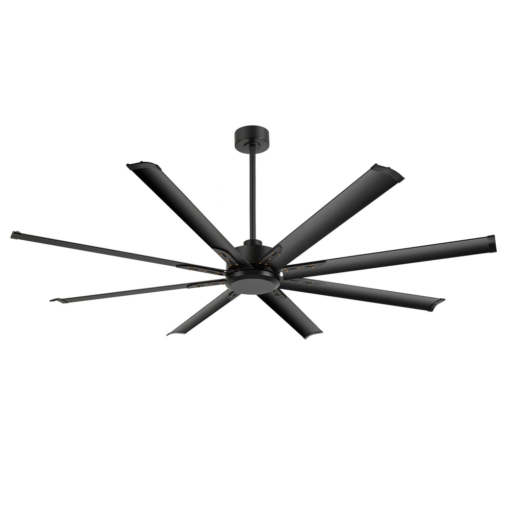Breezary 72" 8-Blade Aluminum Industrial Ceiling Fan - Matte Black (No Light)