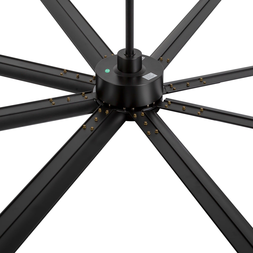 Breezary 72" 8-Blade Aluminum Industrial Ceiling Fan - Matte Black (No Light)