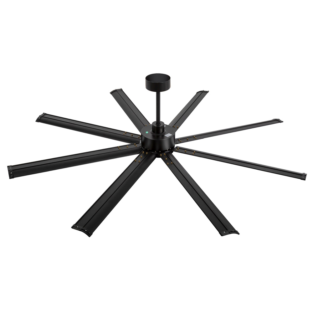 Breezary 72" 8-Blade Aluminum Industrial Ceiling Fan - Matte Black (No Light)