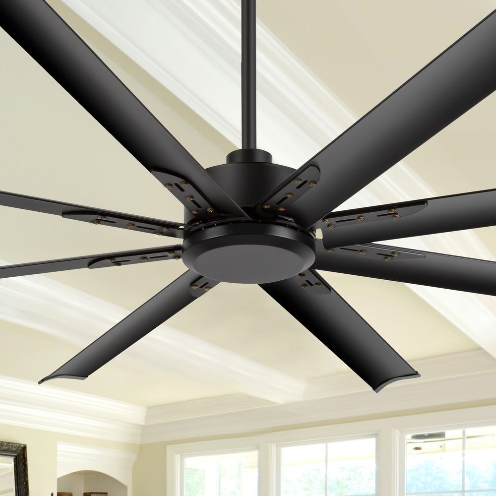 Breezary 72" 8-Blade Aluminum Industrial Ceiling Fan - Matte Black (No Light)