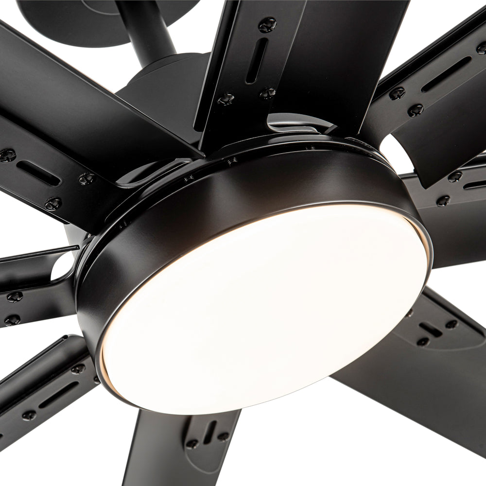 72-Inch Modern Ceiling Fan with Remote, Reversible Powerful DC Motor, 8 Aluminum Blades, 6-Speed, Dual Downrods（7“&24”）, LED Light Kit with 3 Color Temps(3000K/4500K/6000K), Black/Gold Black/White/Gold White Finish for Large Room