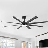 72-Inch Modern Ceiling Fan with Remote, Reversible Powerful DC Motor, 8 Aluminum Blades, 6-Speed, Dual Downrods（7“&24”）, LED Light Kit with 3 Color Temps(3000K/4500K/6000K), Black/Gold Black/White/Gold White Finish for Large Room