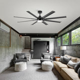 72-Inch Modern Ceiling Fan with Remote, Reversible Powerful DC Motor, 8 Aluminum Blades, 6-Speed, Dual Downrods（7“&24”）, LED Light Kit with 3 Color Temps(3000K/4500K/6000K), Black/Gold Black/White/Gold White Finish for Large Room