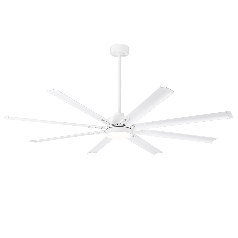 72-Inch Modern Ceiling Fan with Remote, Reversible Powerful DC Motor, 8 Aluminum Blades, 6-Speed, Dual Downrods（7“&24”）, LED Light Kit with 3 Color Temps(3000K/4500K/6000K), Black/Gold Black/White/Gold White Finish for Large Room