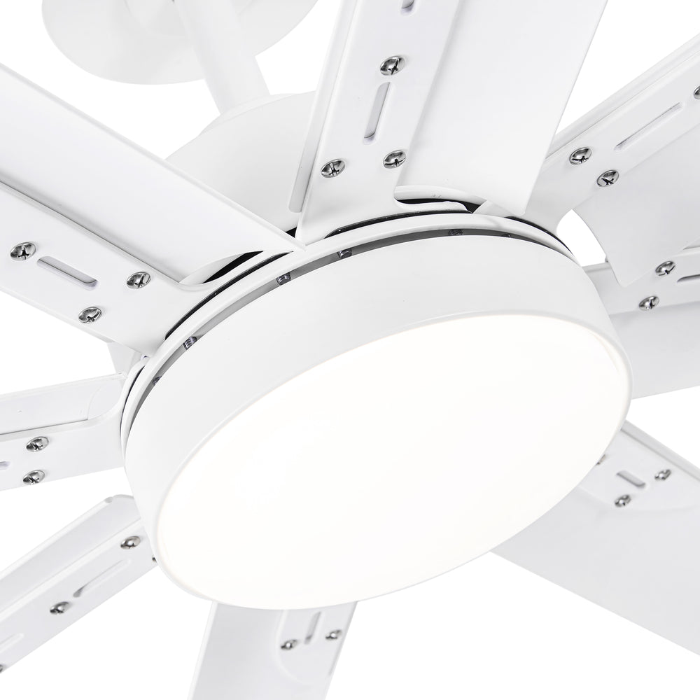 72-Inch Modern Ceiling Fan with Remote, Reversible Powerful DC Motor, 8 Aluminum Blades, 6-Speed, Dual Downrods（7“&24”）, LED Light Kit with 3 Color Temps(3000K/4500K/6000K), Black/Gold Black/White/Gold White Finish for Large Room