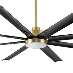 Ceiling Fans with Lights Remote, 72 In Gold Black Industrial Ceiling Fans with 8 Blades 6 Speeds Noiseless Reversible DC Motor, Outdoor/Indoor Ceiling Fan for Farmhouse, Bedroom, Living Room, Patios