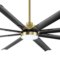 Ceiling Fans with Lights Remote, 72 In Gold Black Industrial Ceiling Fans with 8 Blades 6 Speeds Noiseless Reversible DC Motor, Outdoor/Indoor Ceiling Fan for Farmhouse, Bedroom, Living Room, Patios