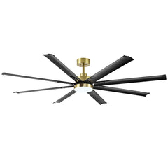 Ceiling Fans with Lights Remote, 72 In Gold Black Industrial Ceiling Fans with 8 Blades 6 Speeds Noiseless Reversible DC Motor, Outdoor/Indoor Ceiling Fan for Farmhouse, Bedroom, Living Room, Patios