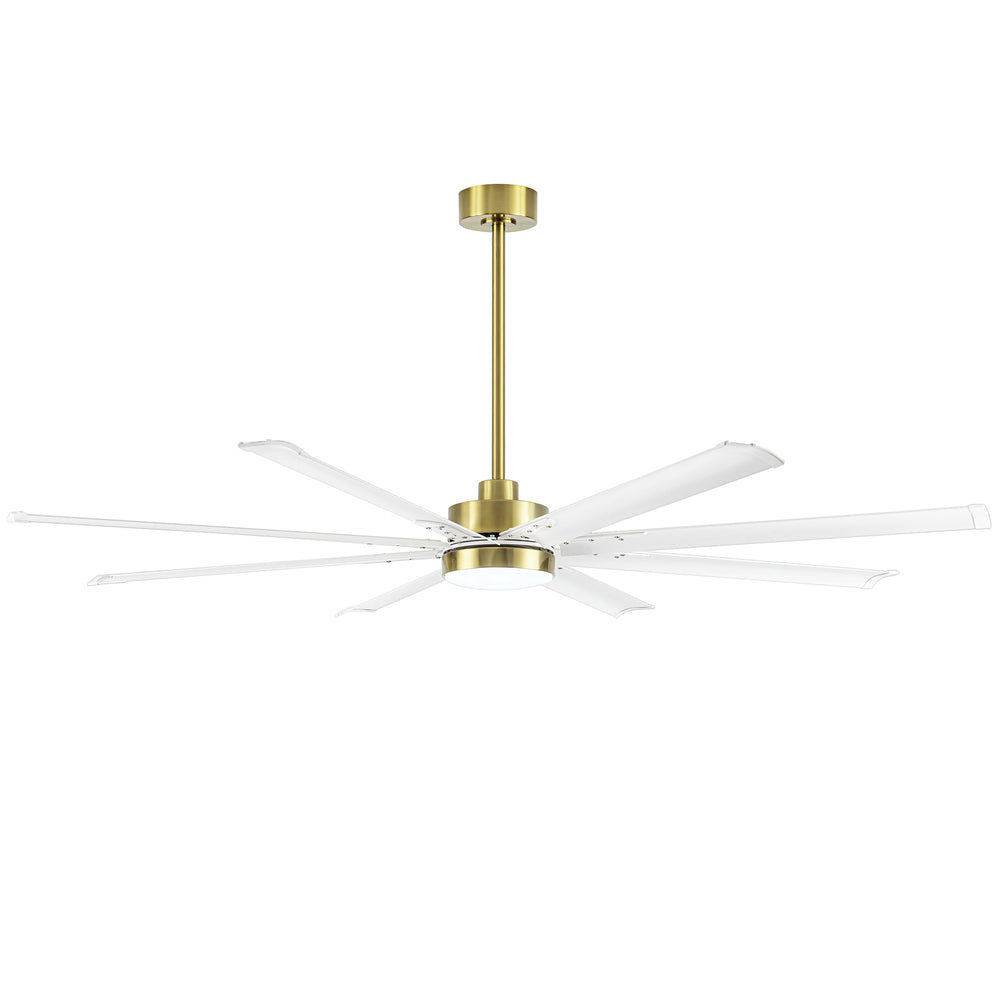 72-Inch Modern Ceiling Fan with Remote, Reversible Powerful DC Motor, 8 Aluminum Blades, 6-Speed, Dual Downrods（7“&24”）, LED Light Kit with 3 Color Temps(3000K/4500K/6000K), Black/Gold Black/White/Gold White Finish for Large Room