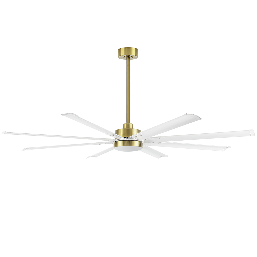 72-Inch Modern Ceiling Fan with Remote, Reversible Powerful DC Motor, 8 Aluminum Blades, 6-Speed, Dual Downrods（7“&24”）, LED Light Kit with 3 Color Temps(3000K/4500K/6000K), Black/Gold Black/White/Gold White Finish for Large Room
