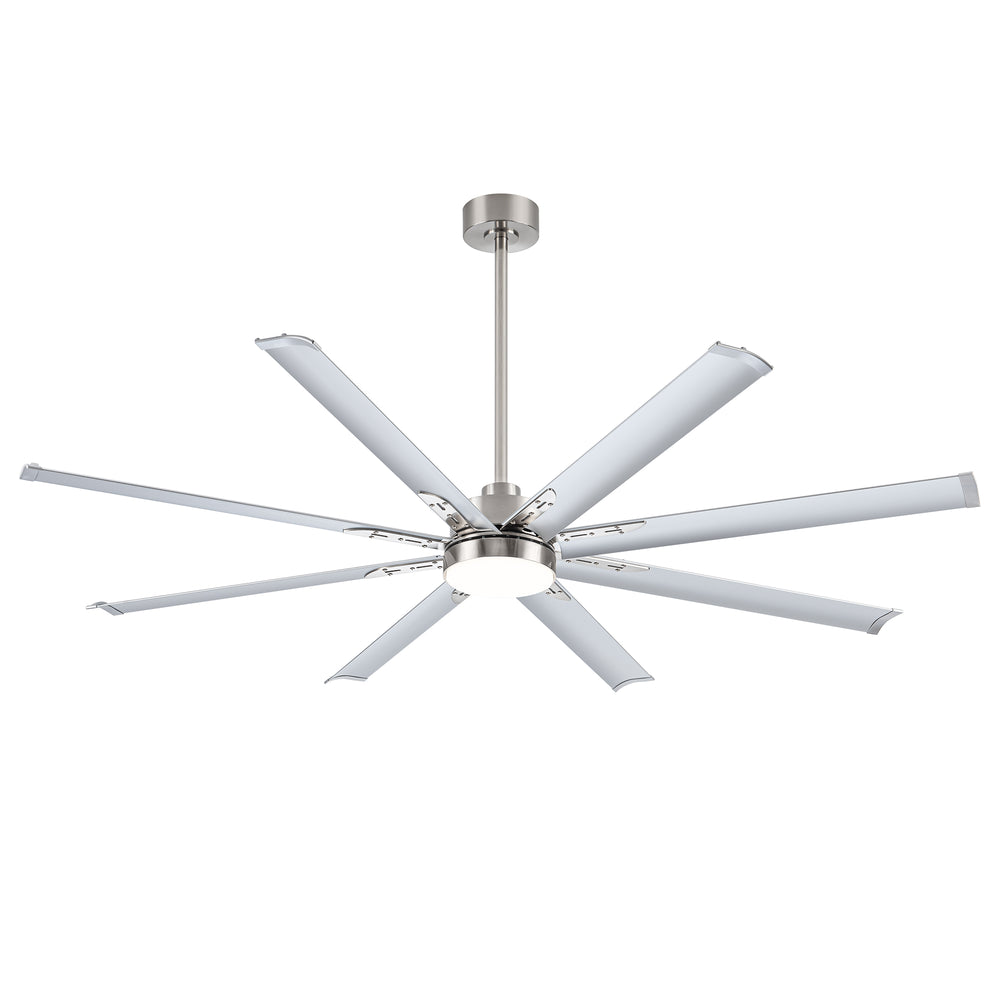72-Inch Modern Ceiling Fan with Remote, Reversible Powerful DC Motor, 8 Aluminum Blades, 6-Speed, Dual Downrods（7“&24”）, LED Light Kit with 3 Color Temps(3000K/4500K/6000K), Black/Gold Black/White/Gold White Finish for Large Room