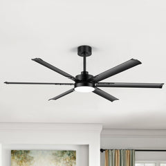 65-inch Indoor Large LED Ceiling Fan with Light Remote (6 Aluminum Blades)