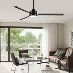 65-inch  Black  LED Ceiling Fan with Light and Remote Control(3 Blade)