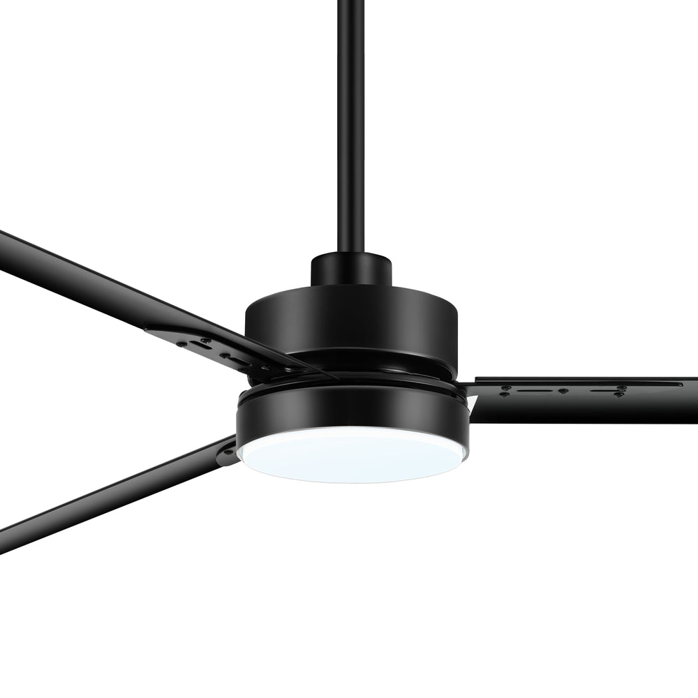 72-inch Black Ceiling Fans with Lights Remote Control,  Industrial Large Ceiling Fan, 3 Reversible Blades, 6-Speed, Quiet DC Motor, LED Ceiling Light Chandelier for Indoor/Outdoor Patio Living Room