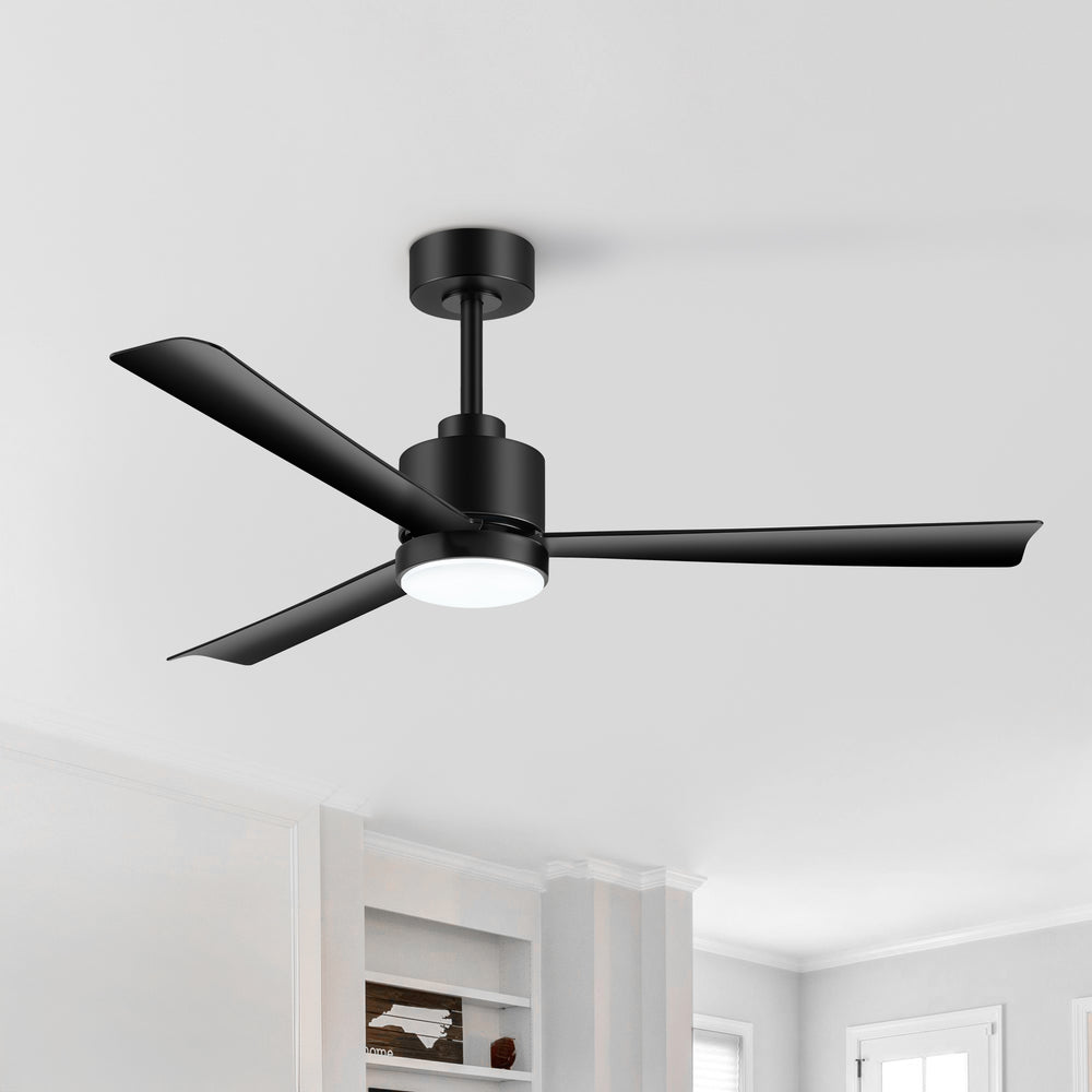 52 Inch White 3-Blade LED Ceiling Fan with Light and Remote Control