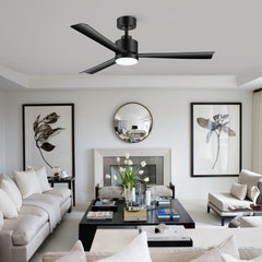 52 Inch White 3-Blade LED Ceiling Fan with Light and Remote Control