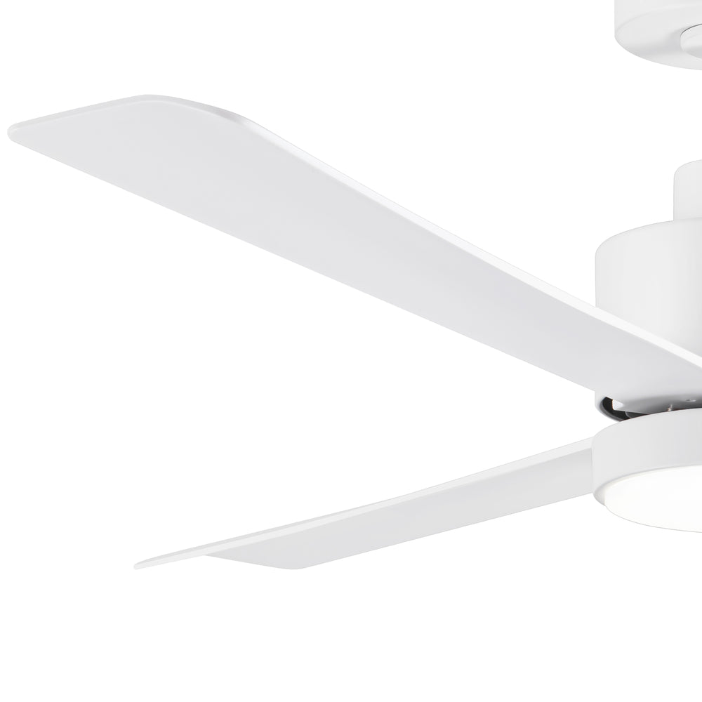 52 Inch White 3-Blade LED Ceiling Fan with Light and Remote Control