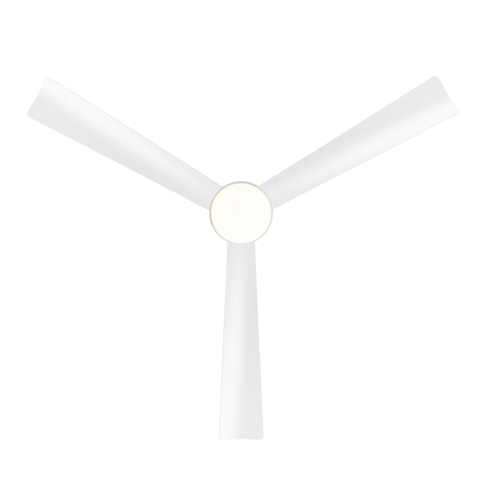 52 Inch White 3-Blade LED Ceiling Fan with Light and Remote Control