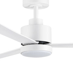 52 Inch White 3-Blade LED Ceiling Fan with Light and Remote Control