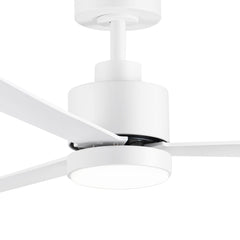 52 Inch White 3-Blade LED Ceiling Fan with Light and Remote Control