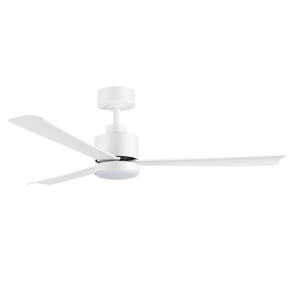 52 Inch White 3-Blade LED Ceiling Fan with Light and Remote Control